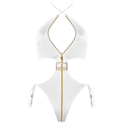 Antoninias Women's Cynus Cut-out One-piece With Gold Details In White