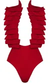 Antoninias Women's Dahlia Red Plunge One-piece Swimsuit