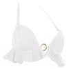 Antoninias Women's Dalliance Padded Halter Bikini Top With Ruffles In White In White