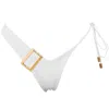 Antoninias Women's Dulcet Double Layered Asymmetric Bikini Bottom With Golden Details In White In White