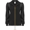 Antoninias Women's Elegant Panacea Tracksuit Jacket With Golden Details And Chiffon Sleeves In Black In Black