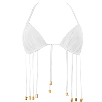 Antoninias Women's Elixir Bikini Bra With Golden Details In White