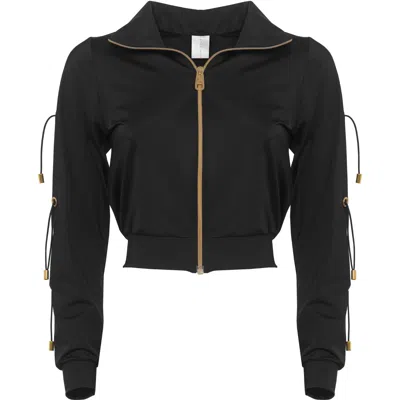 Antoninias Women's Fitcy Short Tracksuit Jacket With Golden Details In Black