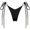 Antoninias Women's Henoria Double Layered Seamless Bikini Bottom With Golden Ring Details In Black In Black