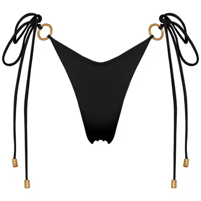 Antoninias Women's Henoria Double Layered Seamless Bikini Bottom With Golden Ring Details In Black