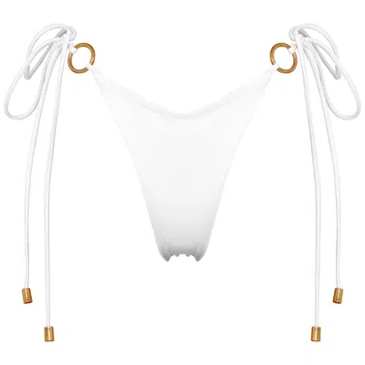 Antoninias Women's Henoria Double Layered Seamless Bikini Bottom With Golden Ring Details In White