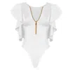 Antoninias Women's Juliet Zip Front One Piece Swimwear With Ruffles In White In White