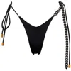 Antoninias Women's Lisome Double Layered Seamless Bikini Bottoms With Black Metal Chain In Black In Black