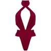 Antoninias Women's Nefretiti Cut-out One-piece Swimwear With Folds In Burgundy Red In Red