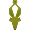 Antoninias Women's Nefretiti Cut-out One-piece Swimsuit With Elegant Folds In Lime Green In Green
