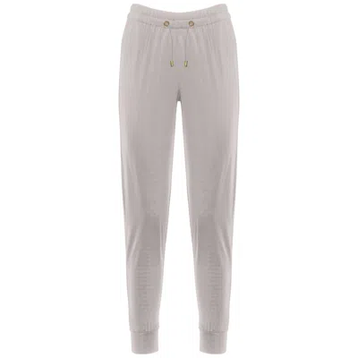 Antoninias Women's Neutrals Elegant Sweat Pants With Golden Details In Beige In Beige/yellow