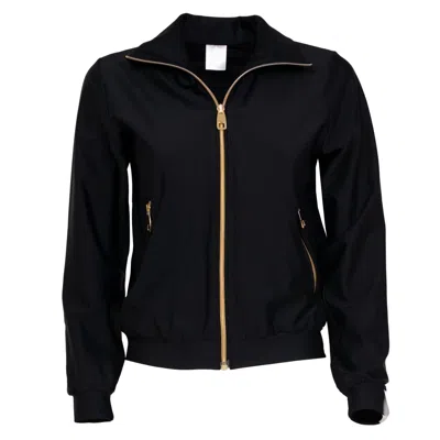 Antoninias Women's Panoply Tracksuit Jacket With Pockets And Golden Details In Black.