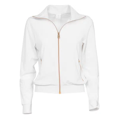 Antoninias Women's Panoply Tracksuit Jacket With Pockets And Golden Details In White