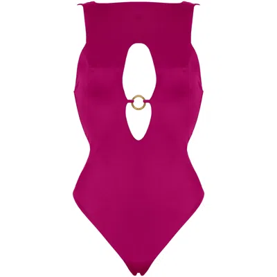 Antoninias Women's Pink / Purple Venetia One-piece Swimsuit With Cut-out Detailing In Pink In Pink/purple