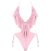 Antoninias Women's Rose Gold Hortenzis Ruffled One-piece Swimsuit With Adjustable Zip In Rose