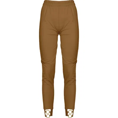 Antoninias Women's Sistine Elegant Pants With Golden Ring Details In Golden Brown