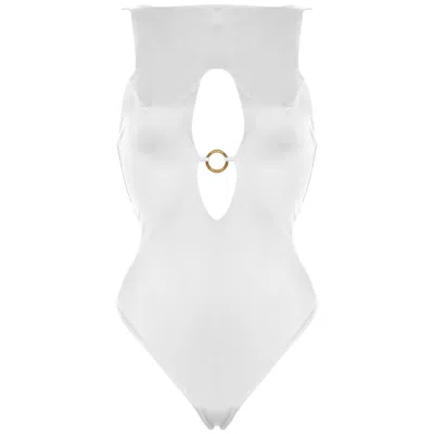 Antoninias Women's White / Neutrals / Brown Venetia One-piece Swimsuit With Cut-out Detailing In White In White/brown