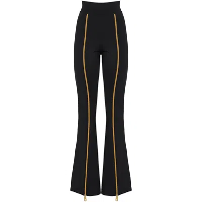 Antoninias Women's Zipnisa Elegant High Waisted Pants With Golden Zip In Black