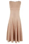 Antonino Valenti Nude Lurex Knit Midi Dress With Flared Skirt In Nude