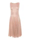 Antonino Valenti Nude Lurex Knit Midi Dress With Flared Skirt In Nude & Neutrals