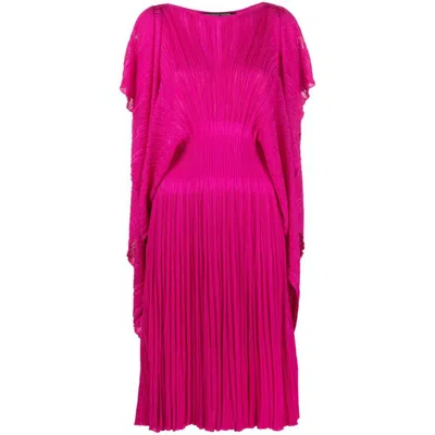Antonino Valenti Fully Pleated Slit-sleeve Dress In Pink