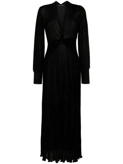 Antonino Valenti Fitted Black Dress With Pleated Skirt