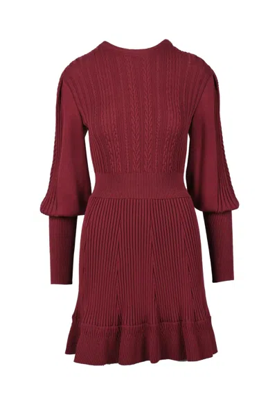 Antonino Valenti Knit Dress With Puff Sleeves - Red In Multi