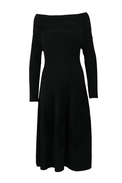 Antonino Valenti Long Chenille Boat Neck Dress - Black
