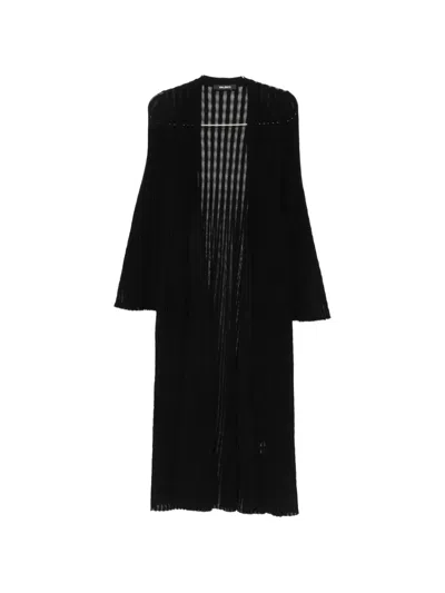 Antonino Valenti Maiorca Ribbed Bell-sleeve Cardigan In Black