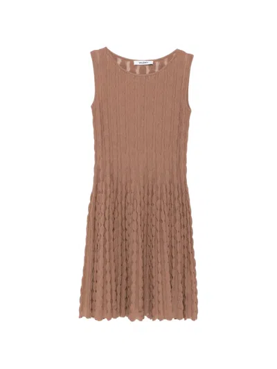 Antonino Valenti Textured-knit Sleeveless Mini Dress In Brown