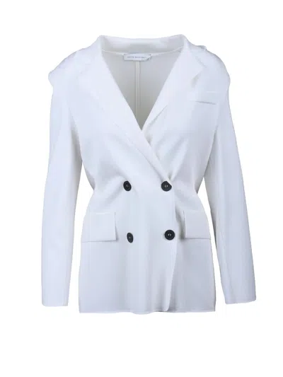 Antonino Valenti White Double-breasted Knit Viscose Blazer