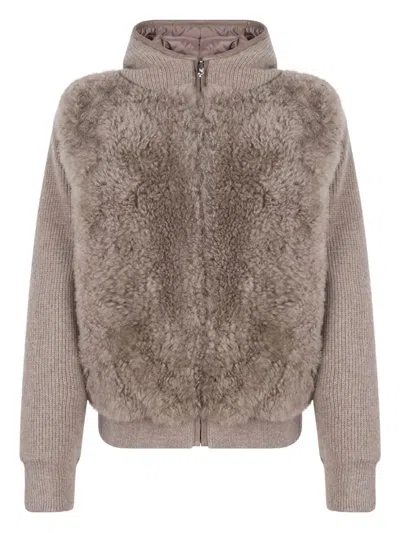 Antonio Arnesano Hooded Zip-up Cardigan In Neutral