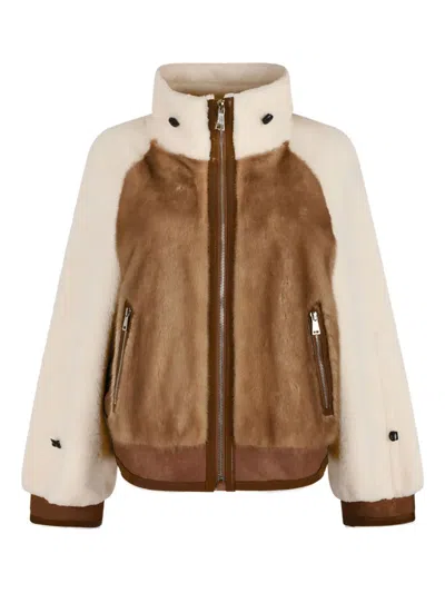 Antonio Arnesano Zip-up Panelled Jacket In Brown