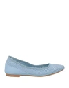Antonio Barbato Woman Ballet Flats Sky Blue Size 7.5 Leather In Blue