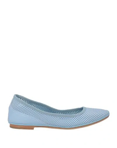 Antonio Barbato Woman Ballet Flats Sky Blue Size 7.5 Leather