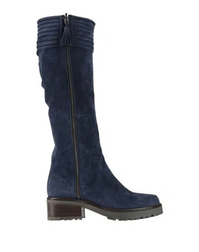 Antonio Barbato Woman Boot Navy Size 7 Leather In Blue