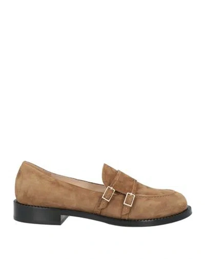 Antonio Barbato Woman Loafers Camel Size 7.5 Leather In Beige