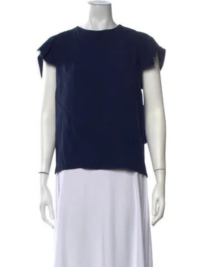 Pre-owned Antonio Berardi Acetate Crew Neck Top In Blue