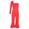 Antonio Berardi Antonio Barardi One Shoulder Blouse And Trousers In Red Polyester In Red