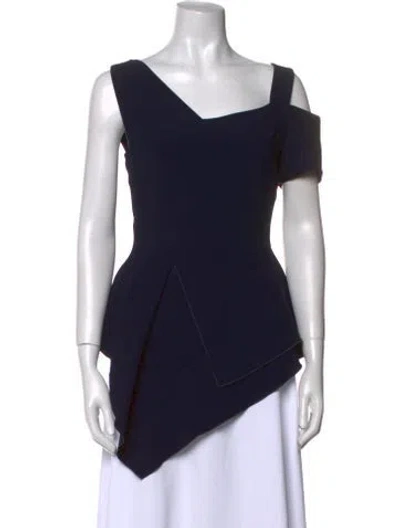 Pre-owned Antonio Berardi Asymmetrical Short Sleeve Top In Blue