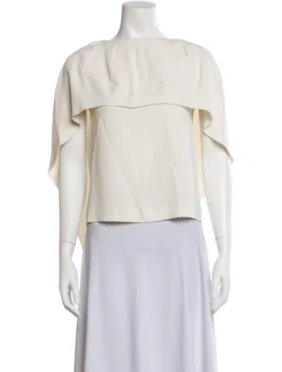 Pre-owned Antonio Berardi Bateau Neckline Short Sleeve Top In Neutrals