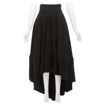 Pre-owned Antonio Berardi Black Cotton Blend High Low Dramatic Ruffle Skirt It40 S