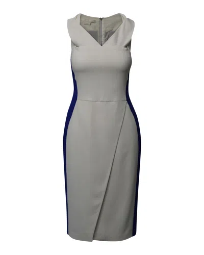 Antonio Berardi Color Block Sleeveless Midi Dress In White And Blue Acetate In Grey