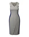 Antonio Berardi Color Block Sleeveless Midi Dress In White And Blue Acetate In Multi