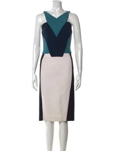 Pre-owned Antonio Berardi Colorblock Pattern Knee-length Dress In White