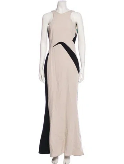 Pre-owned Antonio Berardi Colorblock Pattern Long Dress In Neutral