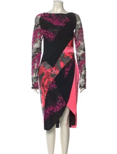 Pre-owned Antonio Berardi Floral Print Midi Length Dress In Black