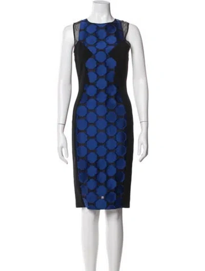 Pre-owned Antonio Berardi Graphic Print Knee-length Dress In Black