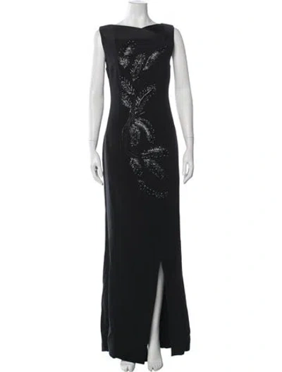 Pre-owned Antonio Berardi Graphic Print Long Dress In Black