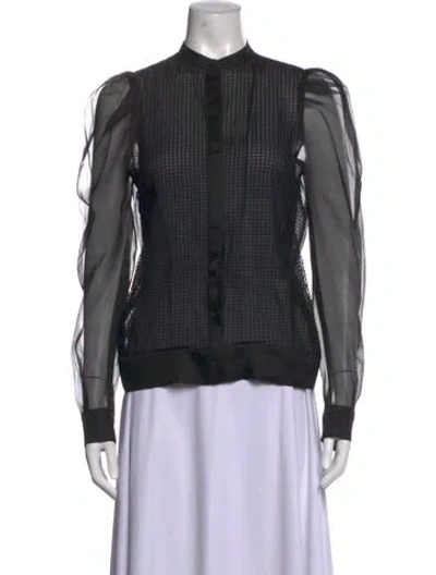 Pre-owned Antonio Berardi Houndstooth Print Long Sleeve Blouse In Black